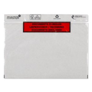 Paklijstenvelop red-black printed Packing list transparant recycled LDPE C5 240 x 185 mm