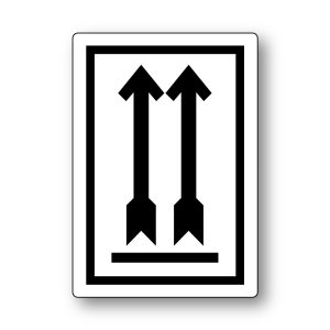 Waarschuwingsetiketten - 100 x 070 mm - wit met zwarte pijlen